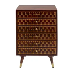 Mangohouten Wandkast Met Goud