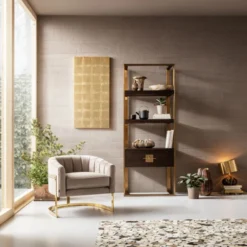 BEPUREHOME Winkel -BEPUREHOME Winkel kare design osaka open wandkast messing met hout 01