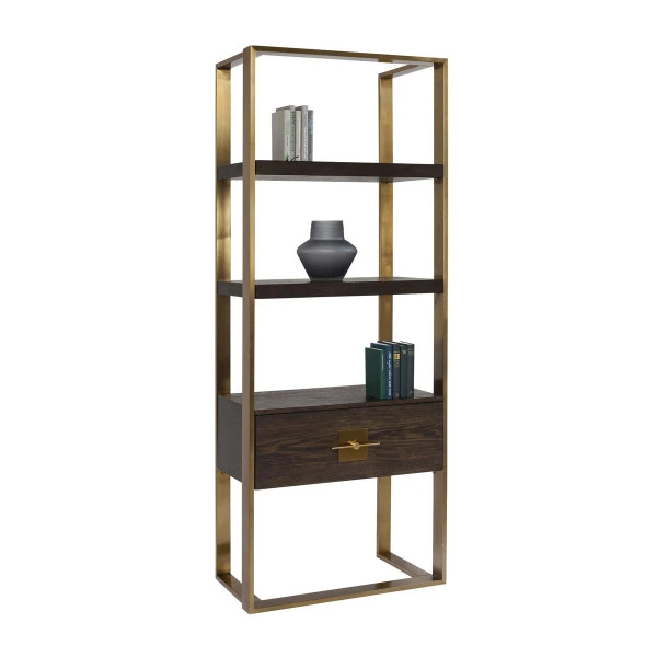 Open Wandkast Messing Met Hout 6 Open Wandkast Messing Met Hout - Afbeelding 4