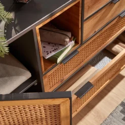 Rotan Webbing Dressoir Zwart Staal -BEPUREHOME Winkel kave home kyoko metalen dressoir met webbing 01 1