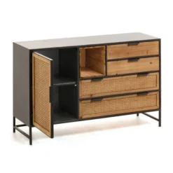 Rotan Webbing Dressoir Zwart Staal -BEPUREHOME Winkel kave home kyoko metalen dressoir met webbing 02 1