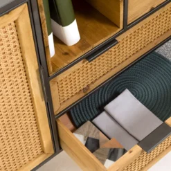 Rotan Webbing Dressoir Zwart Staal -BEPUREHOME Winkel kave home kyoko metalen dressoir met webbing 08