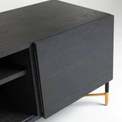 Tv-meubel Zwart Met Goud -BEPUREHOME Winkel kave home milian zwart essenhouten tv meubel 06