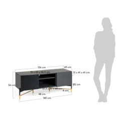 Tv-meubel Zwart Met Goud -BEPUREHOME Winkel kave home milian zwart essenhouten tv meubel 08