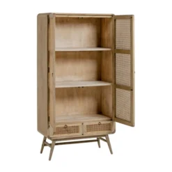 Webbing Kast Naturel Rotan -BEPUREHOME Winkel kave home nalu houten wandkast met webbing 02