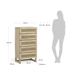 Rotan Webbing Smalle Ladekast -BEPUREHOME Winkel kave home rexit rotan webbing smalle ladekast 07