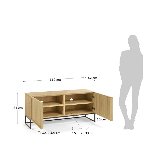 Eiken Tv-meubel 4 Eiken Tv-meubel - Afbeelding 2
