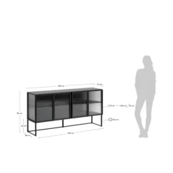 Zwart Dressoir Met Ribbelglas -BEPUREHOME Winkel kave home trixie zwart dressoir met ribbelglas 12