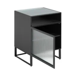 Zwart Nachtkastje Ribbelglas -BEPUREHOME Winkel kave home trixie zwart nachtkastje ribbelglas 02