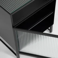 Zwart Nachtkastje Ribbelglas -BEPUREHOME Winkel kave home trixie zwart nachtkastje ribbelglas 07