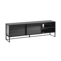 Zwart Tv-meubel Met Ribbelglas -BEPUREHOME Winkel kave home trixie zwart tv meubel met ribbelglas 01 1