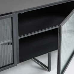 Zwart Tv-meubel Met Ribbelglas -BEPUREHOME Winkel kave home trixie zwart tv meubel met ribbelglas 08