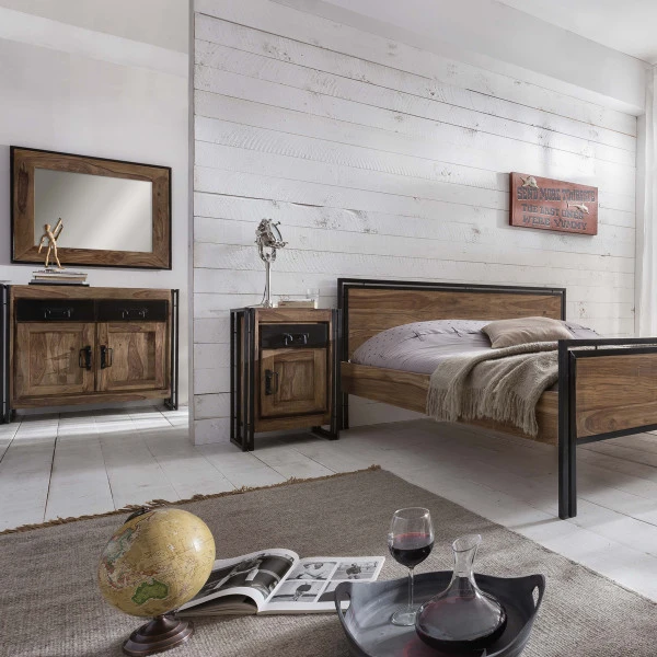 Nachtkastje Van Sheeshamhout Dicht 5 Nachtkastje Van Sheeshamhout Dicht - Afbeelding 3