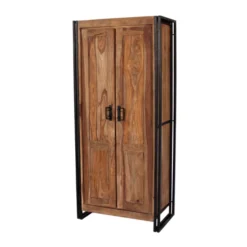 Bergkast Sheeshamhout -BEPUREHOME Winkel lavis havel hoge wandkast met zwarte handgrepen 02