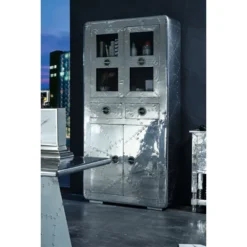 Buffetkast Zilver Aluminium 11 Buffetkast Zilver Aluminium -BEPUREHOME Winkel lavis witold aluminium vitrinekast met 2 laden 03