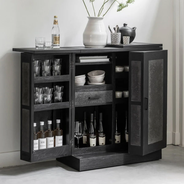Zwarte Drankkast Bartafel 3 Zwarte Drankkast Bartafel