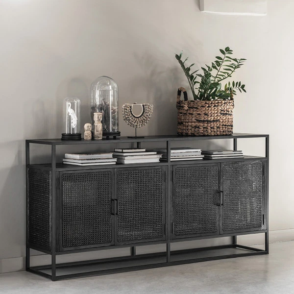 Dressoir Zwart Rotan 3 Dressoir Zwart Rotan