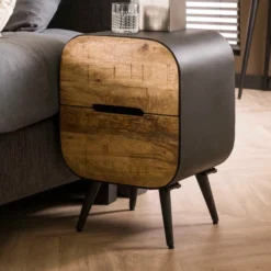 Nachtkastje Met 2 Mangohouten Lades