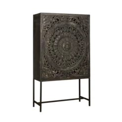 Zwarte Wandkast Snijwerk