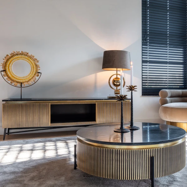 Tv-meubel Messing En Marmer 5 Tv-meubel Messing En Marmer - Afbeelding 3