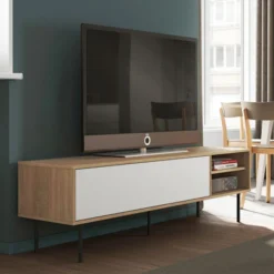 Tv-meubel -BEPUREHOME Winkel temahome ampere tv meubel wit met eiken 04 1