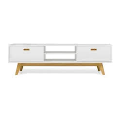 Tv-meubel Mat Wit Met Eiken