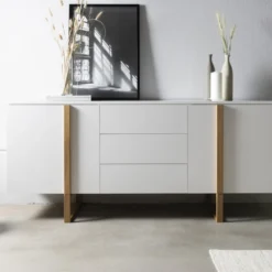Modern Dressoir Met Eiken -BEPUREHOME Winkel tenzo birka modern dressoir wit met eiken 03 1