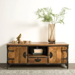 Stoer Tv-meubel Industrieel -BEPUREHOME Winkel tower living basto houten tv meubel 150 cm 01 2