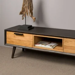 Zwart Tv-meubel Eiken Retro 200 Cm -BEPUREHOME Winkel tower living bresso retro tv meubel eikenhout 200 cm 02