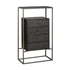 Ladenkast Zwart Teak Hout