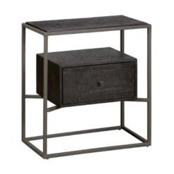 Nachtkastje Zwart Teak Hout