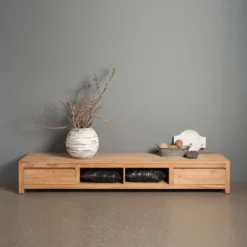 Laag Tv-meubel Teak - 2 Lades - 240cm