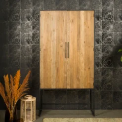 Hoge Kast Teak En Metaal