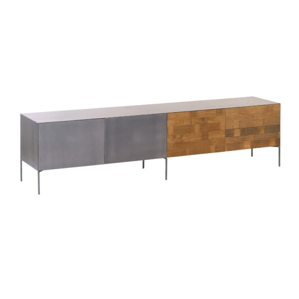 Tv-meubel Hout En Staal 221 Cm 5 Tv-meubel Hout En Staal 221 Cm - Afbeelding 3
