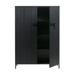 WOOOD Zwarte Kast Grenen Diep Zwart -BEPUREHOME Winkel woood bruut zwarte houten wandkast 03