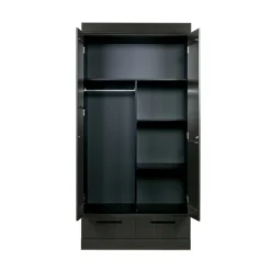 WOOOD Zwarte Kledingkast 2-deurs Met Lades -BEPUREHOME Winkel zwarte kledingkast 2deurs met lades woood connect 03