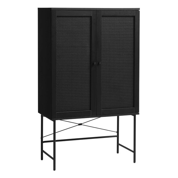 Zwarte Wandkast Met Rotan 4 Zwarte Wandkast Met Rotan - Afbeelding 2